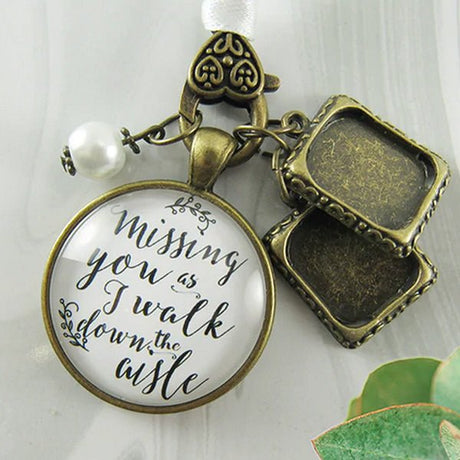 Gutsy Goodness Gift for Brides Bouquet, Bronze w White Face & Pearl 2 Frames