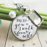 Wedding Charms, Wedding-Bouquet-Memorial-charm-missing-you-one-frame-white-silver-tone-Alt 3; Silver/White Pearl 1 Frame