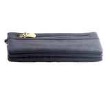 Blue Leather Clutch Wristlet Purse with Double Zipper - Gifts Are Blue - all SKUs