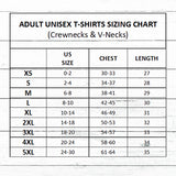 Wedding Party T-Shirts - Adult Unisex T-Shirts Sizing Chart