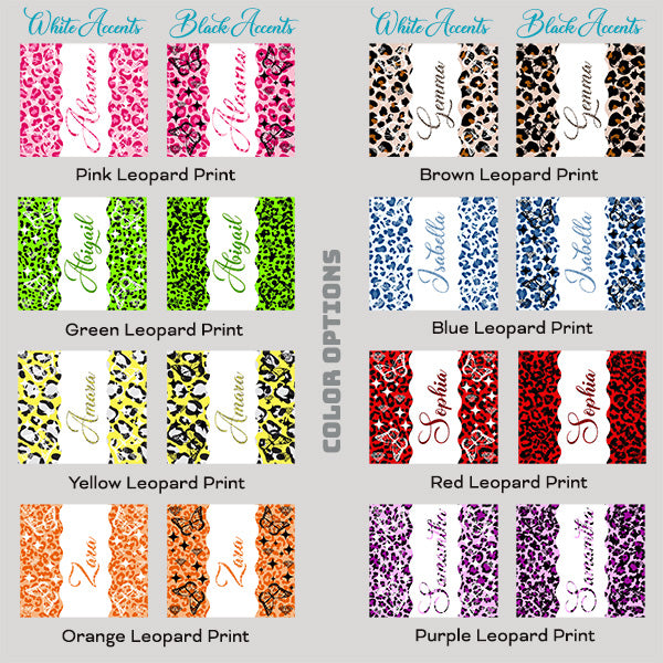 Pretty Leopard Print Personalized Tumbler with Name and Butterfly Design for Girls and Preteens