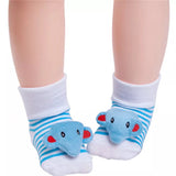 Cute Infant Baby Cotton Socks Shoes, 0 to 6 Months - Gifts Are Blue - Elephant Socks Model