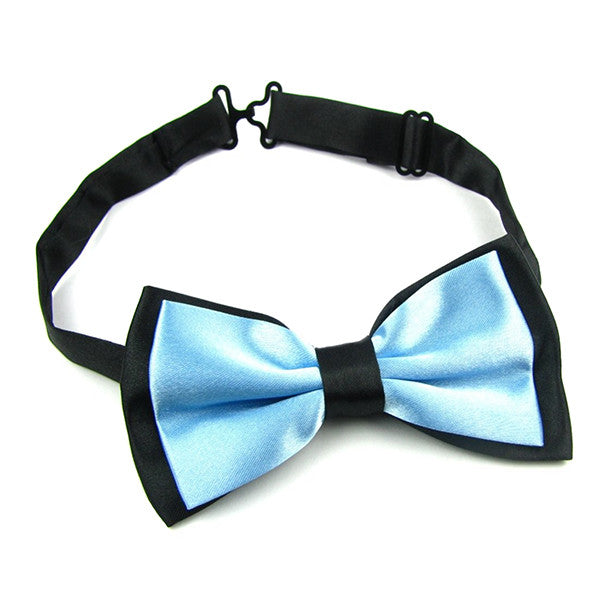 Mens Blue and Black Formal Event Pre-Tied Bow Tie and Pocket Square - Gifts Are Blue - 5
