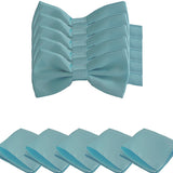 Mens Smooth Satin Feel Formal Pre-Tied Bow Tie and Pocket Square Sets - Gifts Are Blue - 5