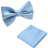 Solid Matching Pre-Tied Bow Tie and Pocket Square Sets for For Formal Events - Gifts Are Blue - 5