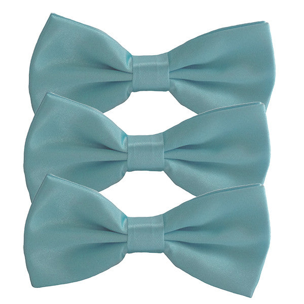 Mens Smooth Satin Feel Formal Pre-Tied Bow Tie Sets - Gifts Are Blue - 6