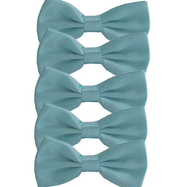Mens Smooth Satin Feel Formal Pre-Tied Bow Tie Sets - Gifts Are Blue - 9