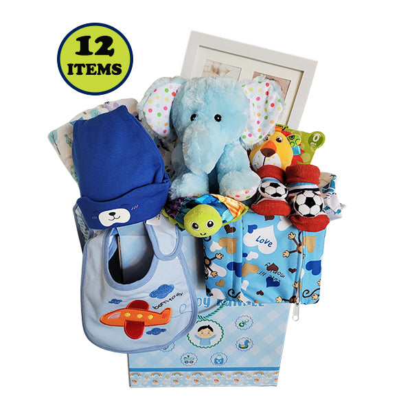Gifts Are Blue Baby Boy Bundle Gift Set with Essentials, Toys Access
