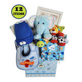 Gifts Are Blue Baby Boy Bundle Gift Set with Essentials, Toys & Accessories for 1st Year, 12 Items