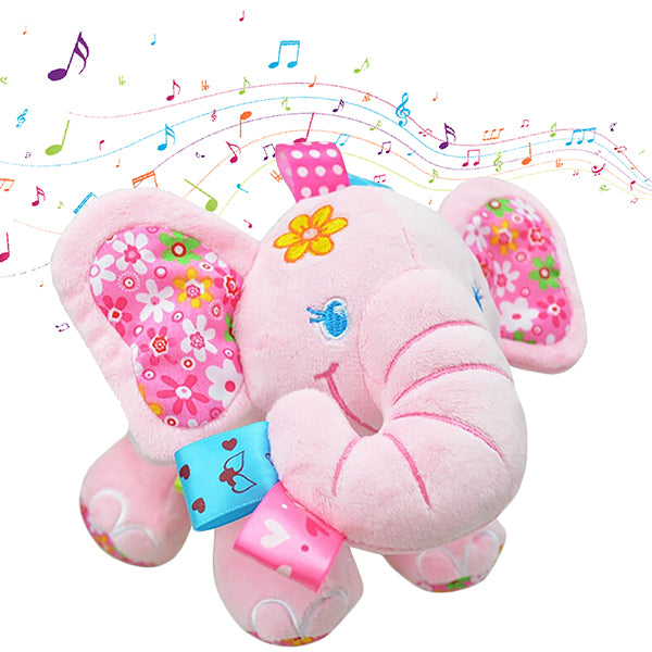 Cute Plush Lullaby Musical Elephant Toy for Baby, Pink