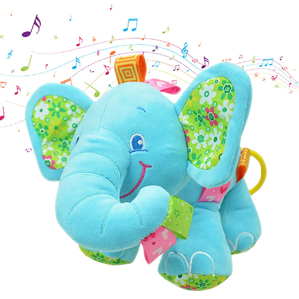 Cute Plush Lullaby Musical Elephant Toy for Baby, Blue