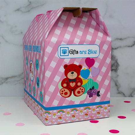 Baby Girl Gift Box, Ready to Gift Baby Set, Baby Shower Gifts, 12 Items; Box Side