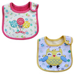 2 Pack of Baby Waterproof Cotton Bibs with Embroidered Designs - Gifts Are Blue - 3