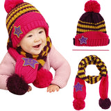 Little Kids Knitted Winter Beanie Hat and Scarf Set, 6 Month Baby to Toddlers, Baby & Set, Bright Pink
