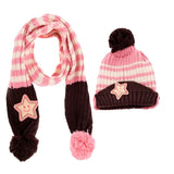 Little Kids Knitted Winter Beanie Hat and Scarf Set, 6 Month Baby to Toddlers, Light Pink