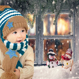 Little Kids Knitted Winter Beanie Hat and Scarf Set, 6 Month Baby to Toddlers, Baby Window Scene, Khaki
