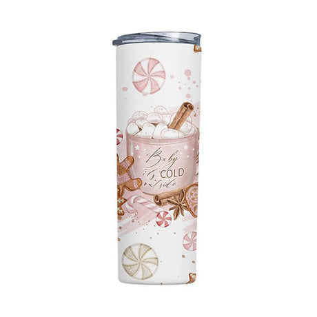 Baby it's cold outside Christmas tumbler with holiday design.