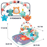 Baby Activity Play Mat & Gym for Tummy Time - Rattles and Mirror with Measurements