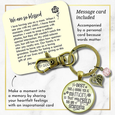 Baby-reveal-best-part-of-having-you-as-a-mom-grandma-keychain; Pregnancy Reveal; Grandma Keychain; Keepsake Keychain; Instructions