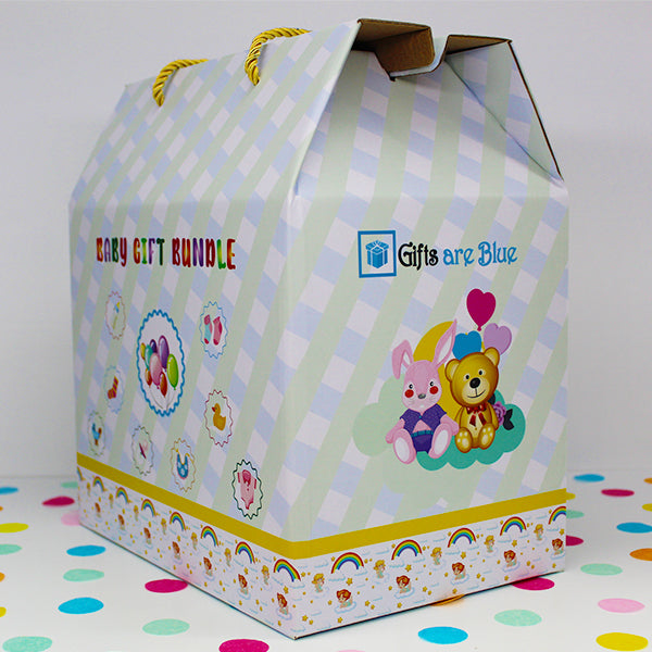 Baby Unisex Gift Box, Ready to Gift Baby Set, Baby Shower Gifts, 12 Items; Box Side