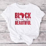 Our Black and Beautiful Shirt with Red Glitter writing.  Nice simple statement of Self Love.  Great Melanin Sweatshirt, Hoodie, Tank Top and more.  Choose from several colors and several prints.