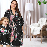 Mommy and Me Robes, Floral, Satin, Black, Lifestyle, all SKUs