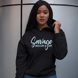 Savage Excellent & Classy Hoodie with Light Blue Print. Cute Design, Powerful Statement. Also available as a tshirt, long sleeve, sweatshirt etc. Great Black Girl Magic shirt, Melanin Shirt and self love shirt. This Savage shirt is a gift for her.