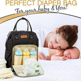 Baby Diaper Bag with USB Charger Port for Mom & Dad, Large Capacity - Black - Insulated Pockets