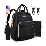 Baby Diaper Bag with USB Charger Port for Mom & Dad, Large Capacity - Black - Main