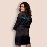 Customized Black Bridal Robe with Bridesmaid written on the back, Black Robe Back View, all SKUs