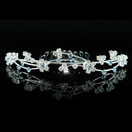 Blue Crystal Tiara Hair Comb for Bride or Flower Girl - Gifts Are Blue - 2