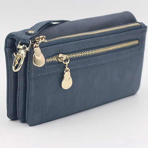 Blue Matte Leather Clutch Purse Wristlet - all SKUs