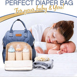 Blue Baby Diaper Bag with USB Charger Port for Moms & Dad - Gift for Expecting Parents - Insulated Pockets