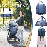 Blue Baby Diaper Bag with USB Charger Port for Moms & Dad - Gift for Expecting Parents - Stroller Straps