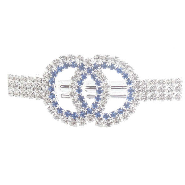 Elegant Double Circles Blue and Silver Rhinestones Hair Clip - Gifts Are Blue - 4