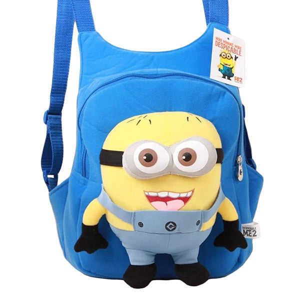 Minions Kids Plush Toy Small Backpack With Zipper Pocket. 