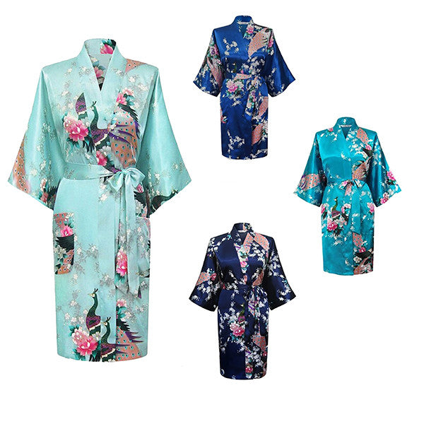 Light Blue Silk Kimono Womens Robe - Gifts Are Blue - Sky Blue