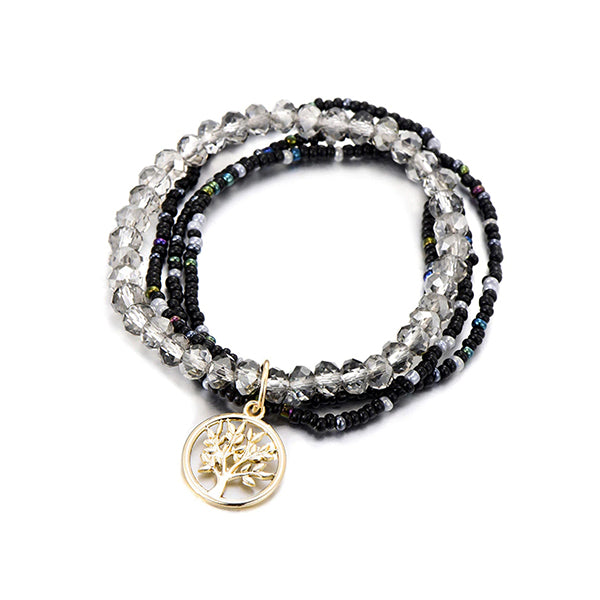 Boho Tree of Life Bracelet Black Tree Charm