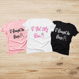 Boos and Booze Bridesmaids Bachelorette Party T-Shirts, Bridesmaid Shirts, Bridemaids Tees, Bachelorette Party Shirts - Pink, White, and Black Crewneck