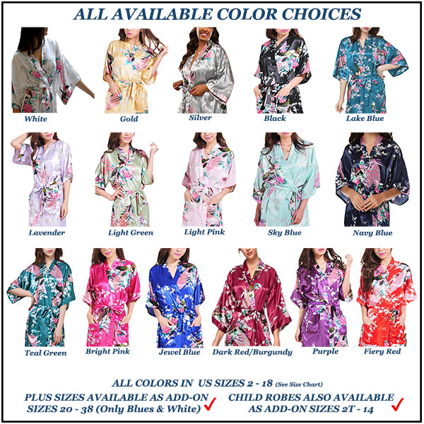 Bride and Bridesmaid Robe Set Color Choices - Floral Robes