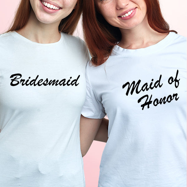 Bride And Bridesmaid Bachelorette Party T Shirts Crewneck , Bridesmaid Shirts, Bridemaids Tees, Bachelorette Party Shirts - Bridesmaid Bride And Honor