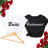 Bride And Bridesmaid Bachelorette Party T Shirts Crewneck , Bridesmaid Shirts, Bridemaids Tees, Bachelorette Party Shirts - Bride And Girls-White-T-Shirts-Main_Sm