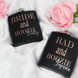Bridesmaid Matte Flask Set with Two Shot Glasses And Gift Box, Personalized with Rose Gold Design - 7oz - Gifts for Bridesmaids, Gifts for Bachelorette Party - Flowers