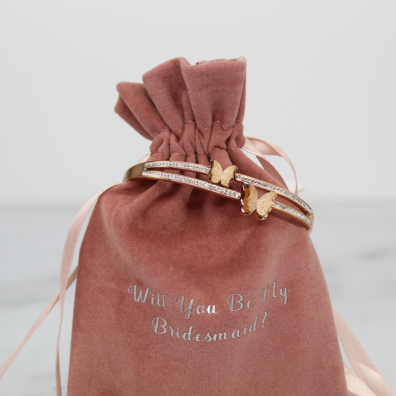 Butterfly Bracelet and Velvet Bag Proposal Gifts for Bridal Party