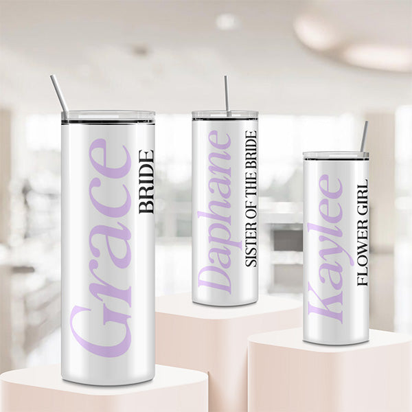 Custom Bridal Party Tumblers for Bride, Bridesmaid, Maid of Honor, Flower  Girl & More – Gifts Are Blue