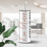 Mother of the Groom and Mother of the Bride Tumblers with a beautiful font.