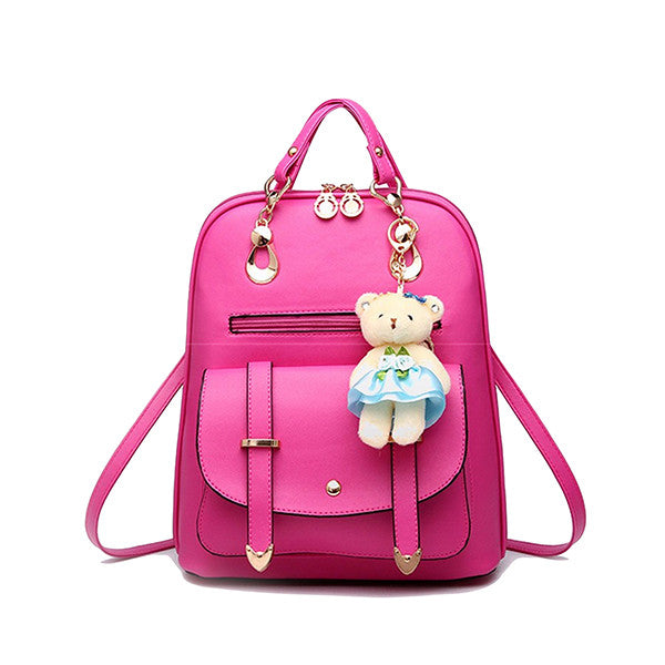 bright pink backpack w charm