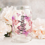 Personalized Fuchsia Hibiscus Flower 16 oz Glass Can Cup – Luna K Studios