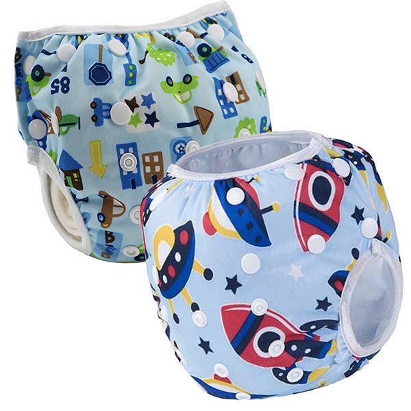 2 Pack Leakproof Reusable Swim Diapers, 0 to 2 years