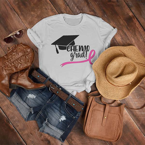 Chemo Grad T-Shirt, Tough, Brave, Proud Chemo Grad, All Ribbons, 50+ T-Shirt Colors, Cancer Awareness T-Shirts, Crewneck / XLarge from Gifts Are Blue